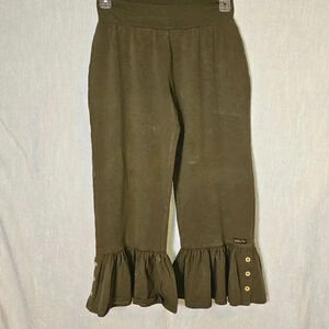 SOLD Matilda Jane Tree Top Big Ruffles Pull On Olive Green Pants Sz M